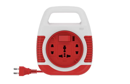 GM 3040 240V Square 2 Pin Flex Box 5 Metre with Handle, Indicator & International Socket (Red and White)