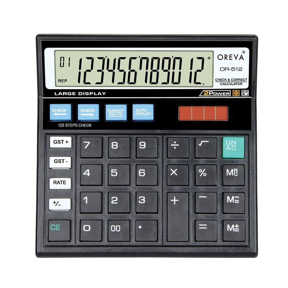 Oreva OR-512 Check & Correct GST Calculator (Black) - Stationery | Buy online on ZillyBuy