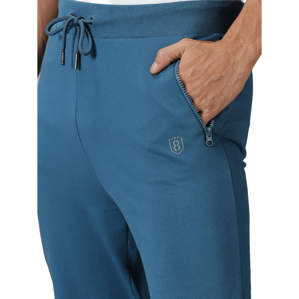 DOMIN8 Men's Branded Drawstring waist solid Training Track pants with Zipper pockets at side and knee
