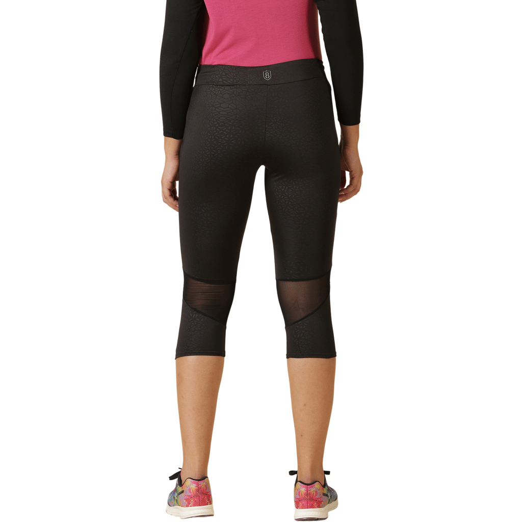 DOMIN8 Women's Branded Drawstring waist Slim fit self-printed Capri pants with side pockets.