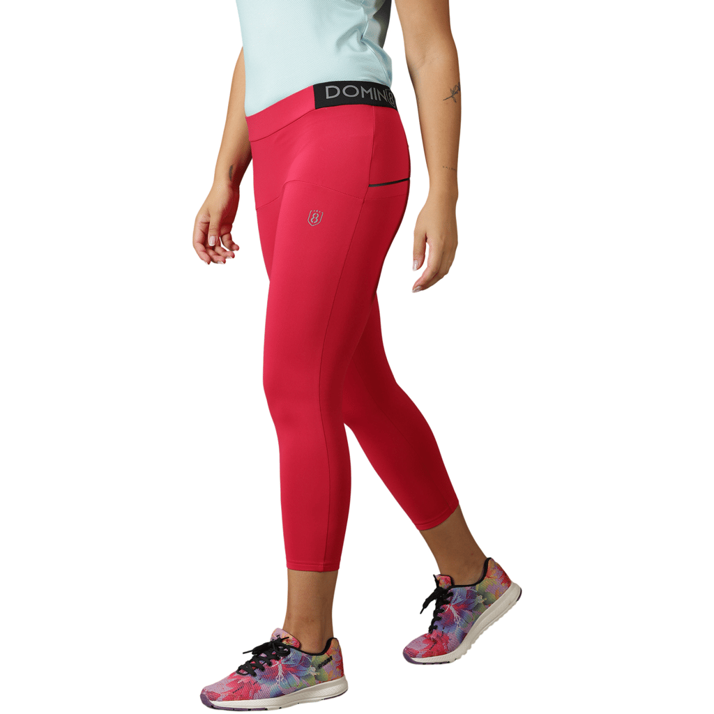 DOMIN8 Women's Elastic waist Slim fit training Tights with Zipper pocket