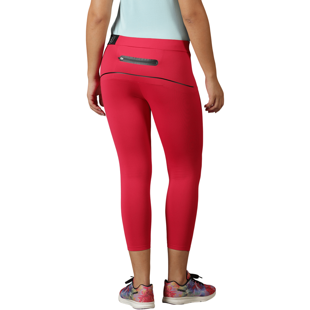 DOMIN8 Women's Elastic waist Slim fit training Tights with Zipper pocket