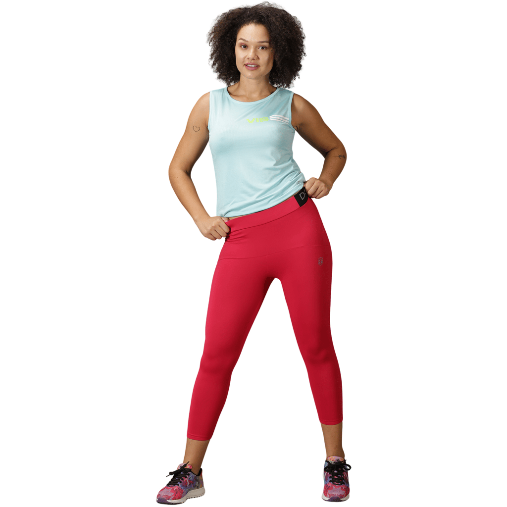 DOMIN8 Women's Elastic waist Slim fit training Tights with Zipper pocket