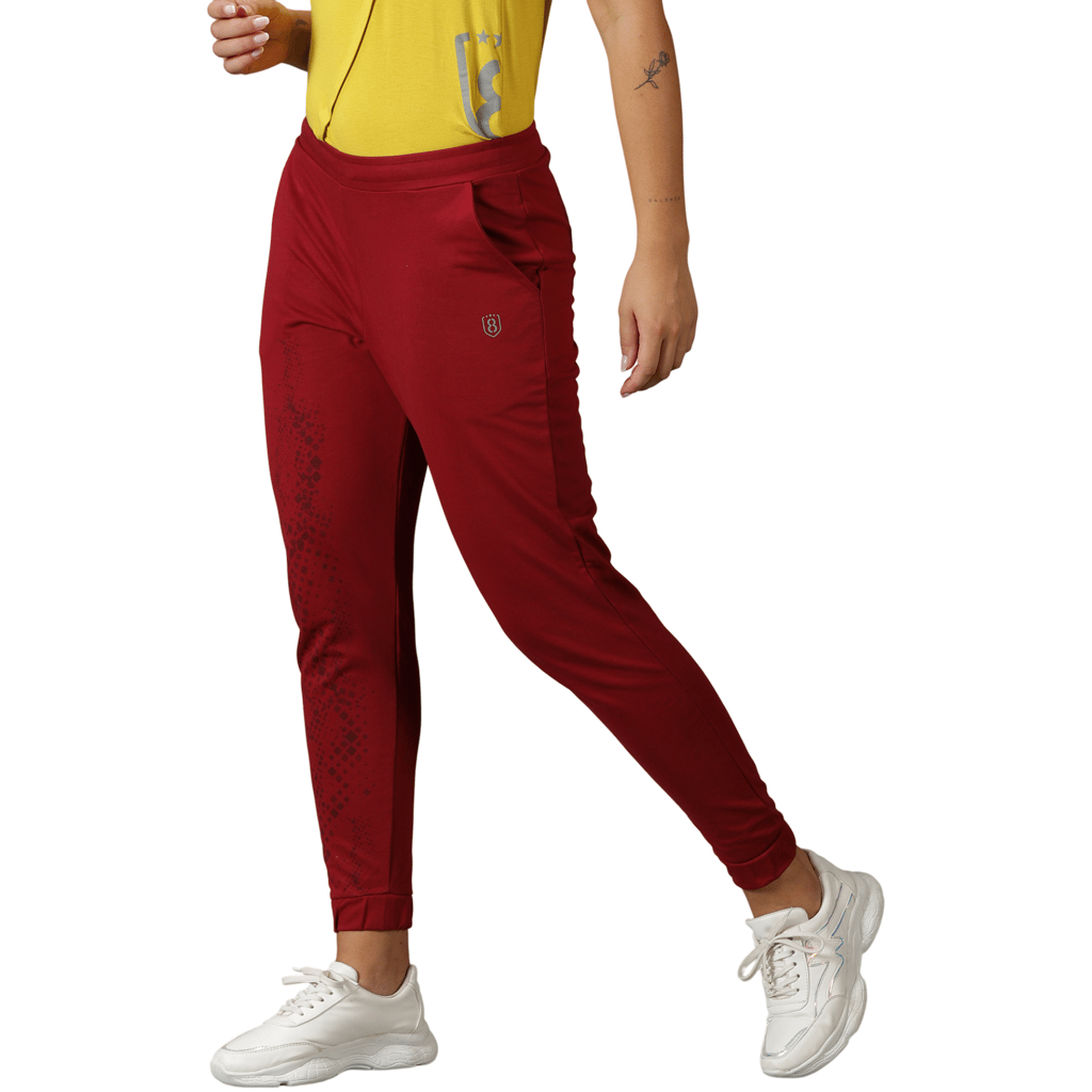 DOMIN8 Women's Drawstring waist Solid Training Digital Print Track Pants with Pockets