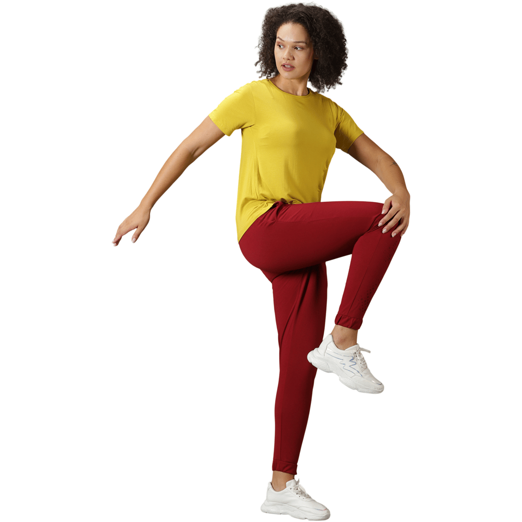 DOMIN8 Women's Drawstring waist Solid Training Digital Print Track Pants with Pockets