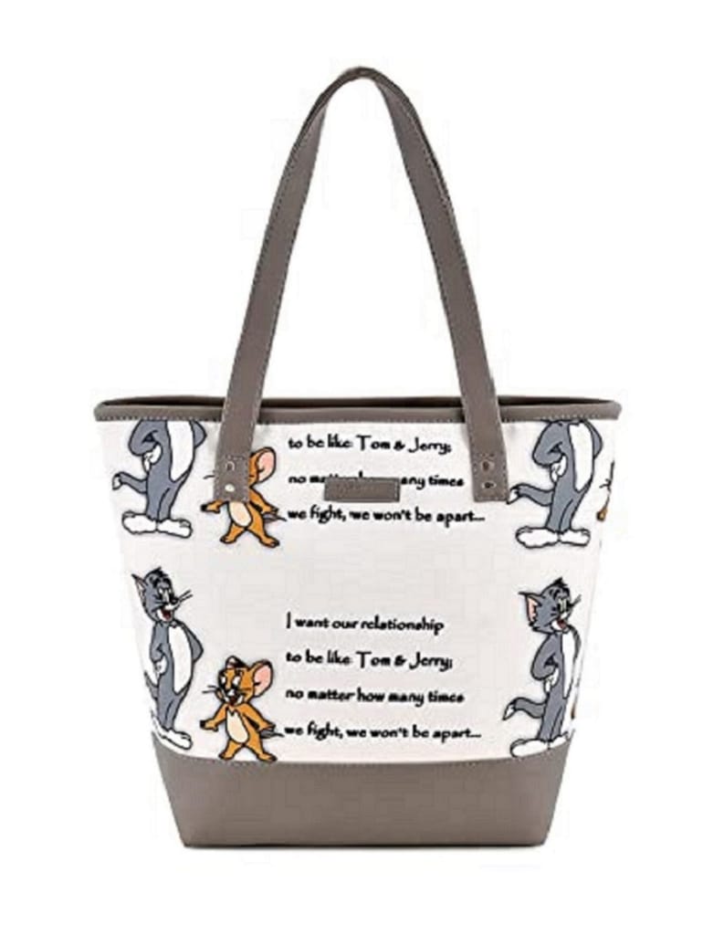 Lychee bags Women Canvas Print cream ,grey Tote Bag - Handbags | Buy online on ZillyBuy