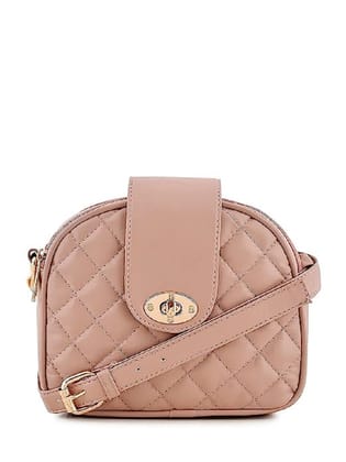 Lychee bags Women Pu Quilted brown Sling Bag