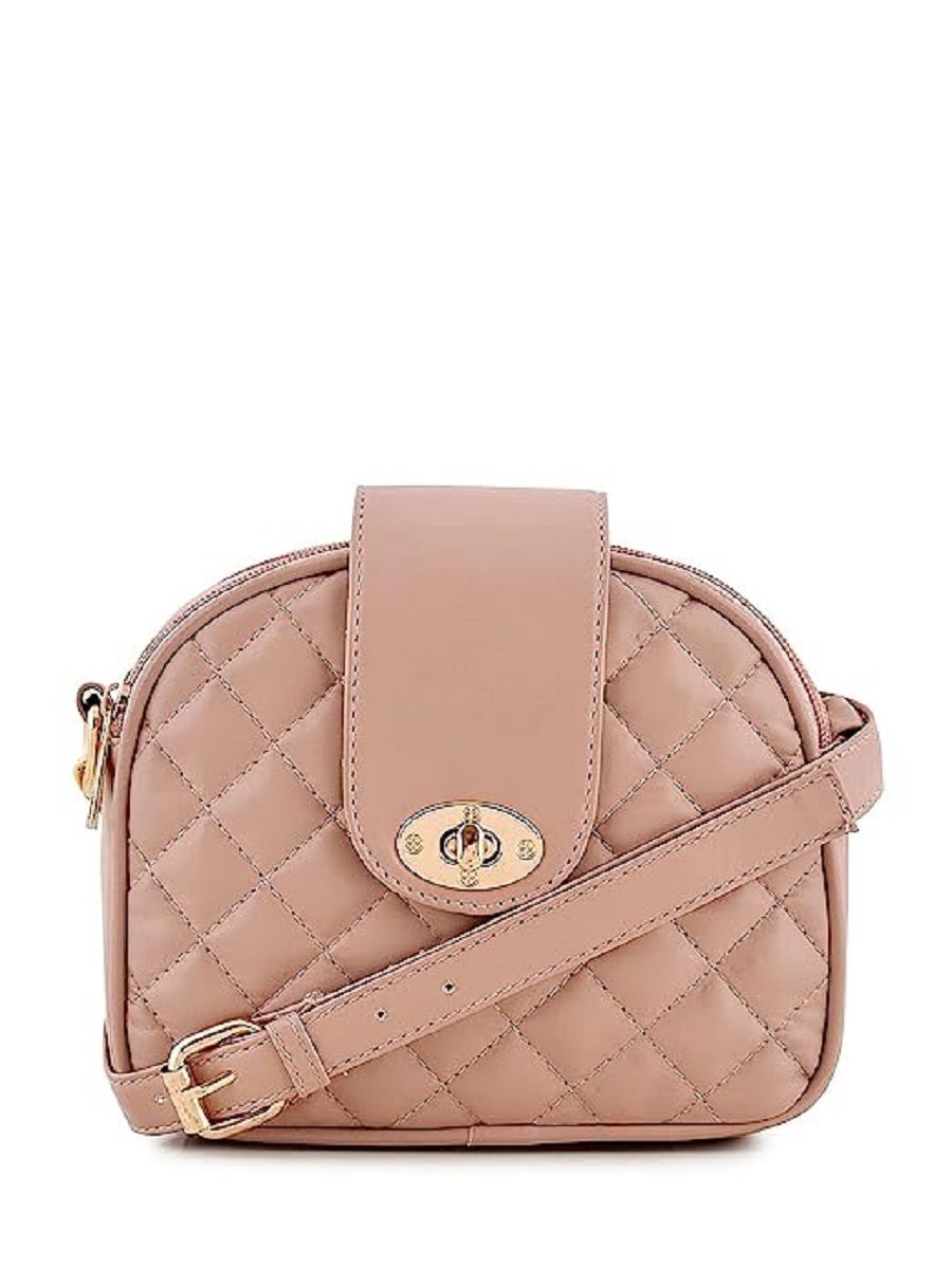 Lychee bags Women Pu Quilted brown Sling Bag