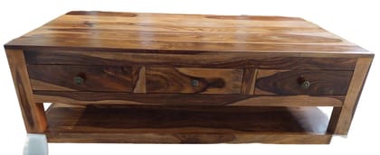 MEGHWANSH HENDICARFT Solid Wood Coffee Table with Storage 3 Drawers Wooden Coffee Table for Living Room Wooden Center  with Storage