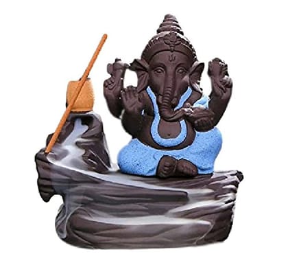 Anisha Ganesha Smoke Backflow Decorative Fountain Showpiece Decorative Showpiece - 12 cm  (Brass, Black)