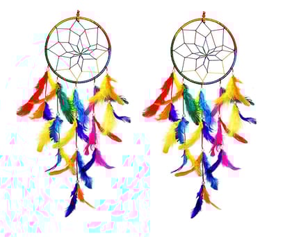 Traditional Indian wall Art for Bedrooms, Home Wall, Hanging DesignTraditional Indian wall Art for Bedrooms, Home Wall, Hanging Design Feather Dream Catcher  (17 inch, Multicolor)