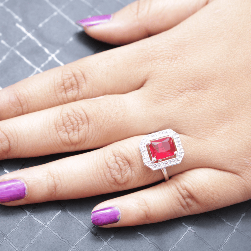Zeello Ring for girls and women | Red colour ring| Perfect for your dress | Adjustble finger ring