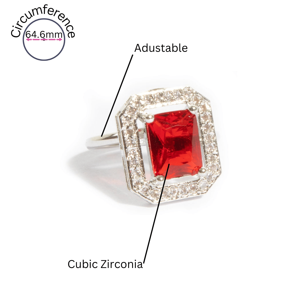 Zeello Ring for girls and women | Red colour ring| Perfect for your dress | Adjustble finger ring