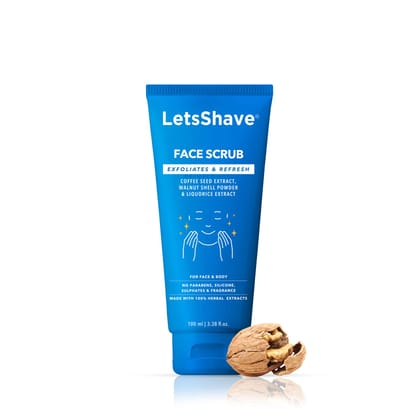 Letsshave Gentle Exfoliate Scrub | Coffee Face Scrub For Men & Women With Coffee Grounds, Kaolin Clay, And Honey | Removes Black & White Heads and Dead Skin Cells | Paraben & Sulphate Free - 100 ML