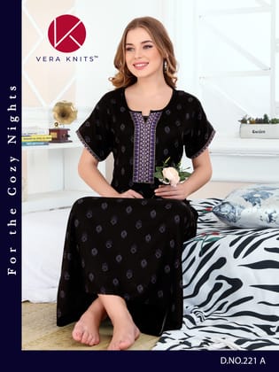 VERA KNITS Alpine Fancy Embroidery Nighty - 221