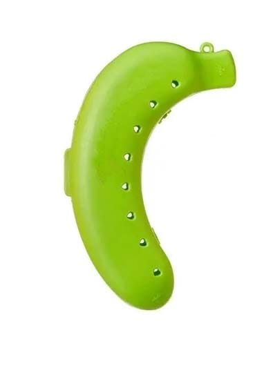 Plastic Banana Storage Container Case Green Tiffin Box for Children 1pc