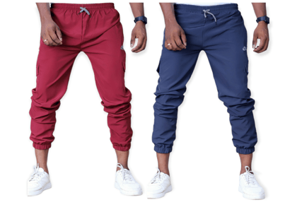 Men's Slim Fit Track pants COMBO OF 2 RED & BLUE