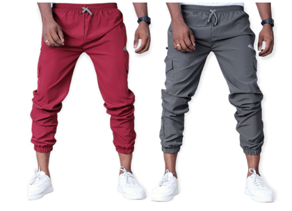 Men's Slim Fit Track pants COMBO OF 2 RED & GREY