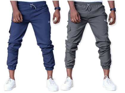 Men's Slim Fit Track pants COMBO OF 2 BLUE & GREY