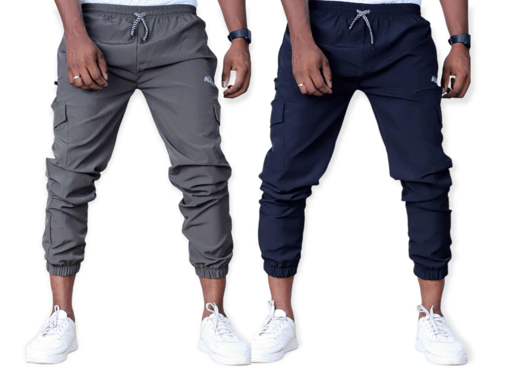 Men's Slim Fit Track pants COMBO OF 2 GREY & BLACK