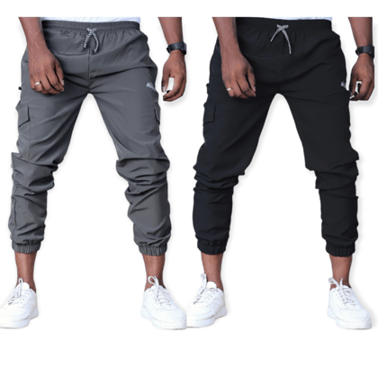 Men's Slim Fit Jogger pants COMBO OF 2 GREY & BLACK