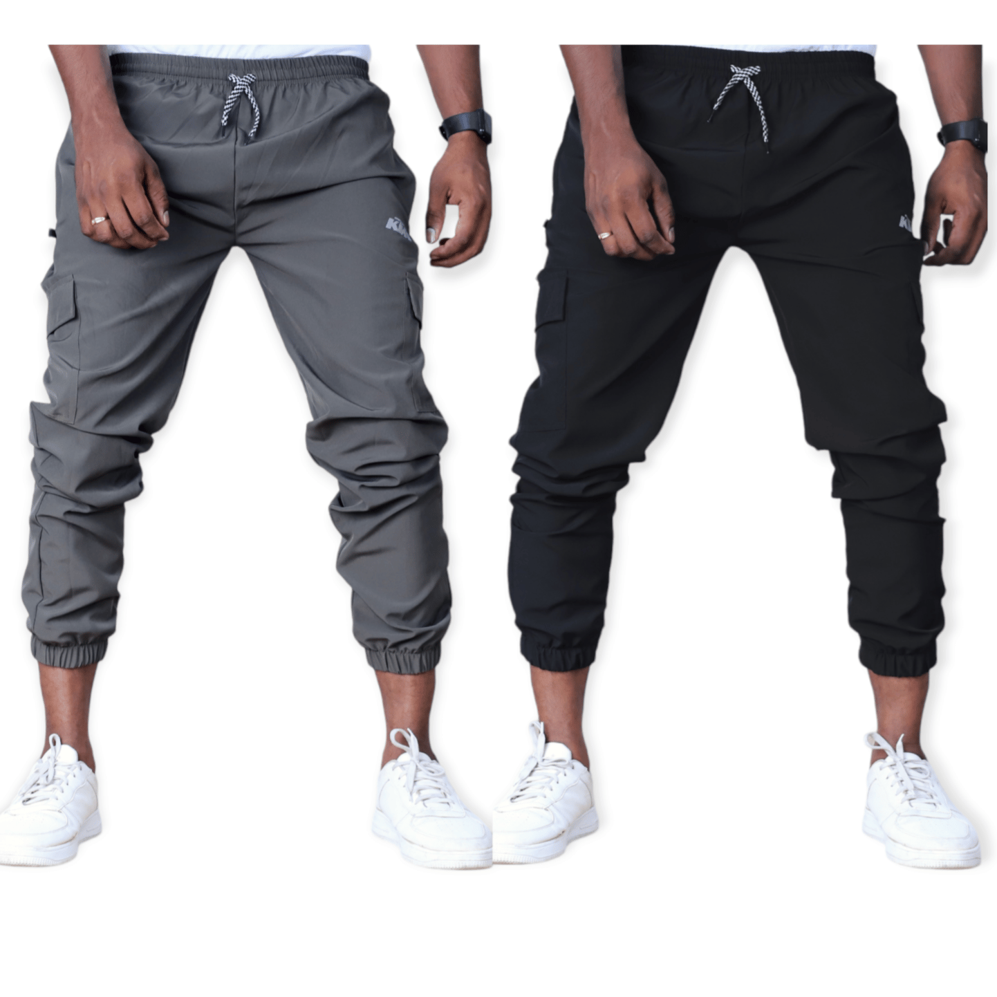 Men Casual Elastic Waist Cargo Combat Work Trousers Slim Fit Jogger Cuffed  Pants | Fruugo NO