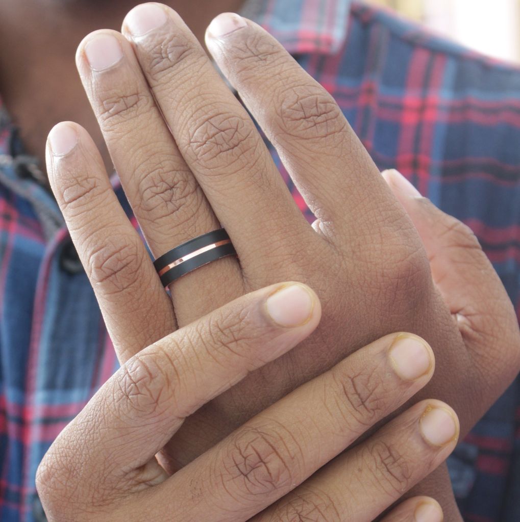 ZEELLO Stainless Steel, Stainless Steel Rhodium Plated Ring, Mens ring , Golden black base