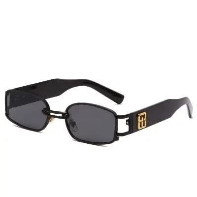 Eyenaks Korean Sunnies Retro Rectangular Unisex Sunglasses with UV Protection (Black)