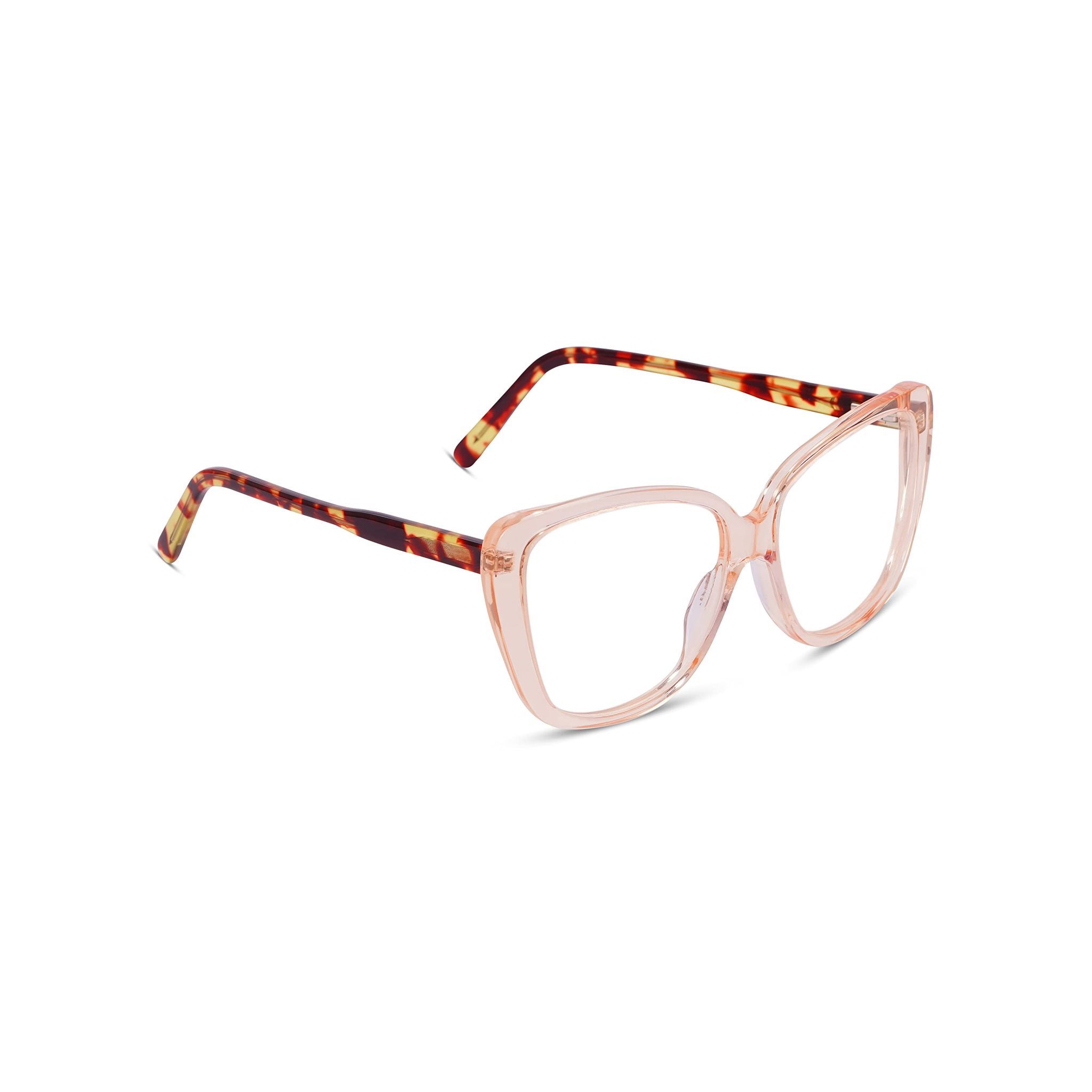 Eyenaks Cat-Eye Acetate Zero Power Frame for Women/Girls (Cream)