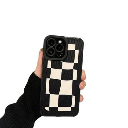 iPhone Case Checkerboard Lattice Checkered Plaid Irregular Grid Retro Design Soft Flexible Durable Shockproof Silicone Case for iPhone 12,13,13 Pro, 14 Pro, 14 Pro Max Pack of 1 (iPhone 12)