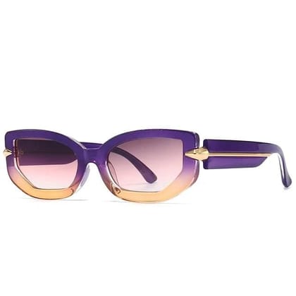 Eyenaks Full Rim Retro Designer Rectangular Sunglasses | UV 400 Protection | For Girls and Women | Pack Of 1 (Purple)