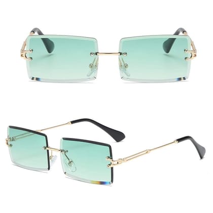 Eyenaks Retro Rimless Unisex Sunglasses (Green)