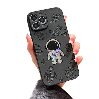 iPhone Case Luxury Cortex TPU Astronaut Phone Case Soft Flexible Durable Shockproof Silicone Case for iPhone 14 Pro and 14 Pro Max Pack of 1. (iPhone 14 Pro Max) Black