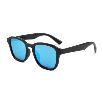 Eyenaks Wayfare Sunglasses for Men and Women | 100% UV Protection | Blue Mirror Lens | Durable Metal Hinges | Pack of 1 (Black)
