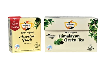 Nature Chai Himalayan Green Tea (20 Pyramid Tea Bags) +1 FREE ASSORTED Tea (8 Pyramid Tea Bags)