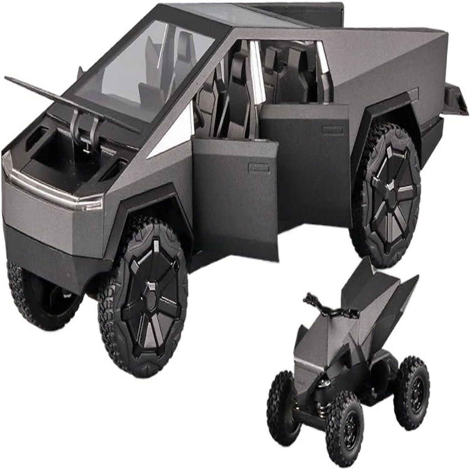 KTRS ENTERPRISE 1:24 Scale Cybertruck Model Toy Pull Back Pick-Up Truck With Sound&Light, Alloy Diecast Truck Toys For Kids Gift Or Tesla Vehicles Model Collection Enthusiasts