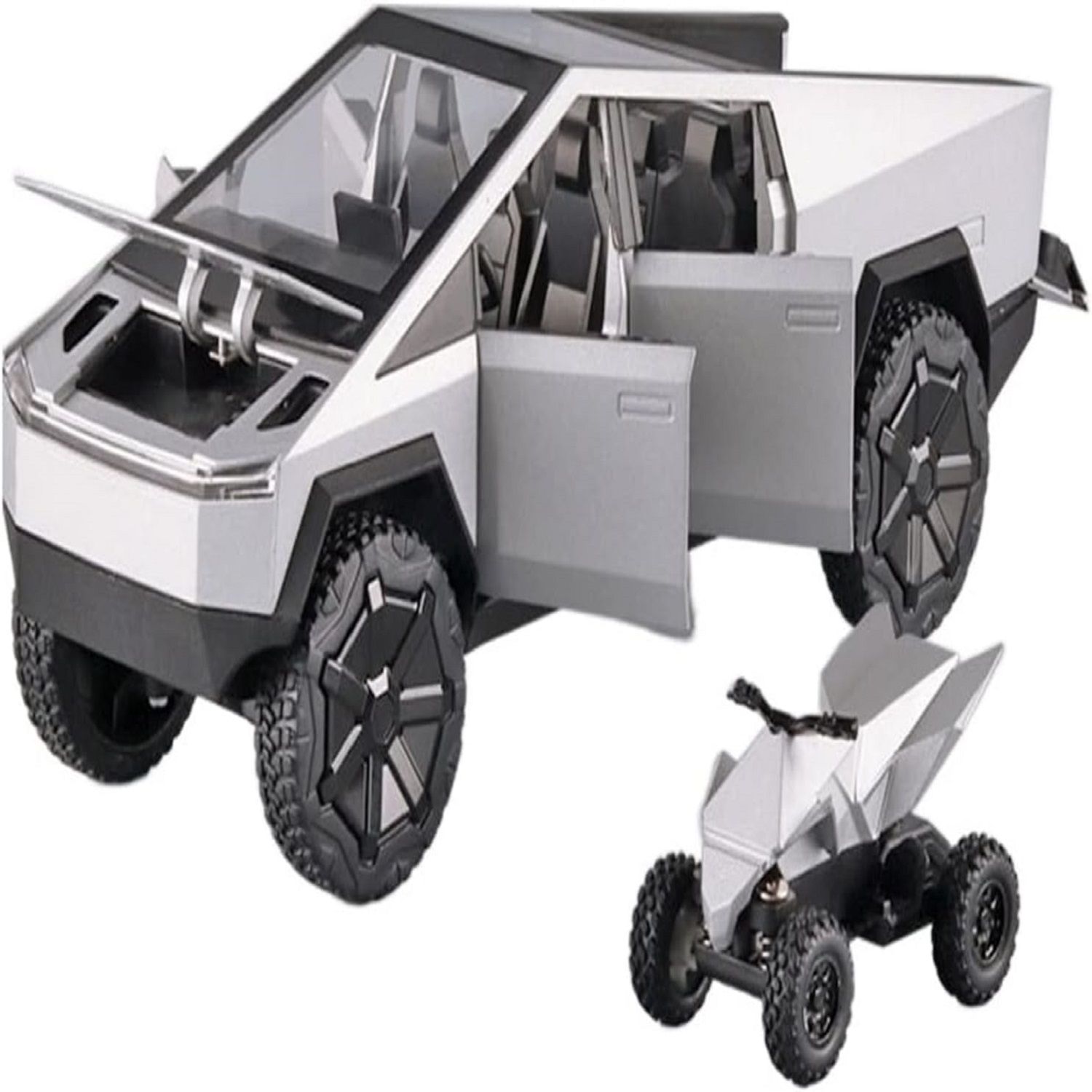 KTRS ENTERPRISE 1:24 Scale Cybertruck Model Toy Pull Back Pick-Up Truck With Sound&Light, Alloy Diecast Truck Toys For Kids Gift Or Tesla Vehicles Model Collection Enthusiasts