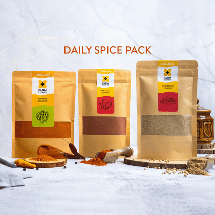 Daily Spice Pack: Red Chilli Powder + Coriander Powder + Turmeric Powder (250g each)