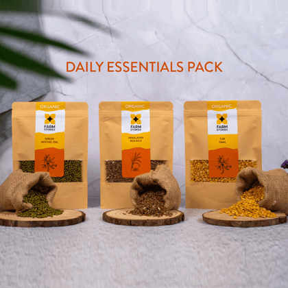 Daily Essentials Pack: Tur Daal + Himalayan Red Rice + Green Moong Daal (Whole)