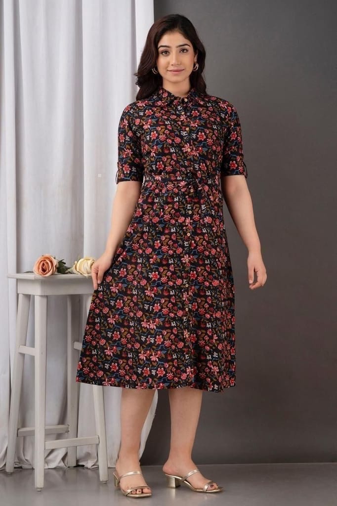 Women A-line Multicolor Dress