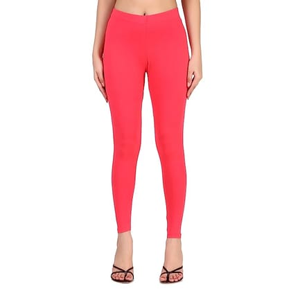 Maya Boutique Women Solid Ankle Length Leggings-Coral
