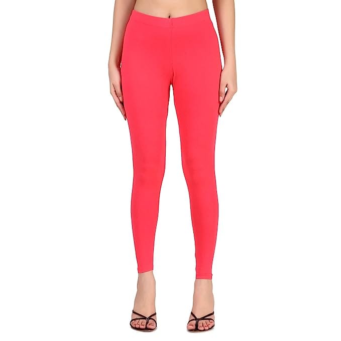 Maya Boutique Women Solid Ankle Length Leggings-Coral
