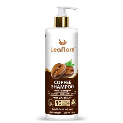 Leaflore Coffee Shampoo | Professional Hair Strengthening Shampoo | 72 HRS Scalp Detox | 6-in-1 Formula | Paraben-free | Shampoo for Men & Women, 250ml