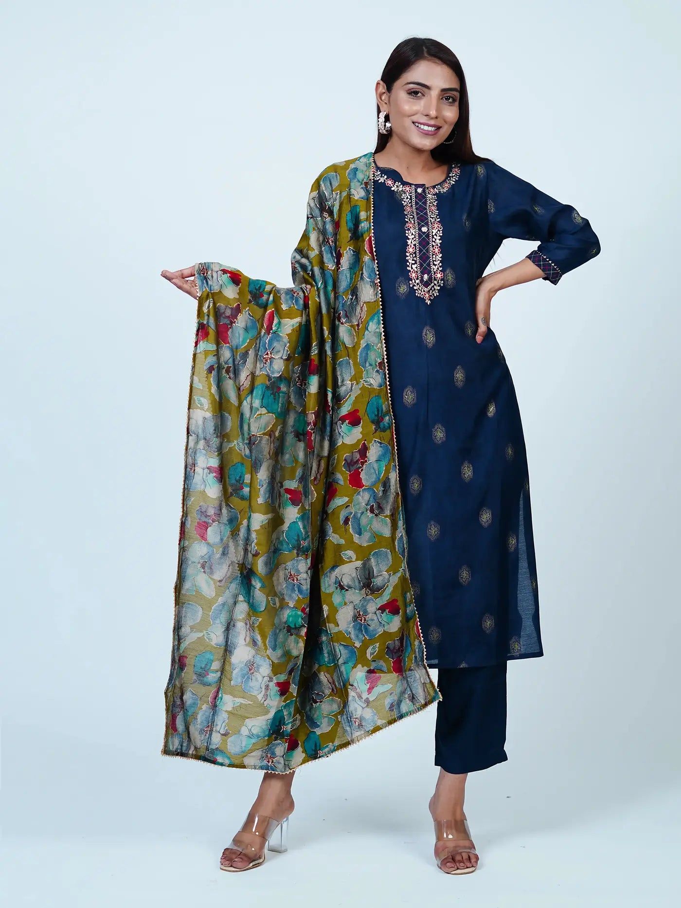 Buy Yellow Pittan Work Cotton Kurta with Inner and Pants- Set of 2 |  IW1231/MPRT11OCT | The loom