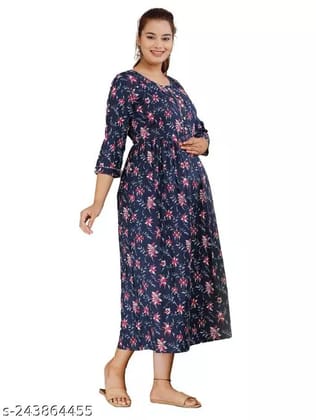 Maternity Dresses For Women - Feeding Kurtis For Women Stylish latest Pregnancy Dresses For Women in blue