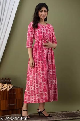 Maternity Dresses For Women - Feeding Kurtis For Women Stylish latest Pregnancy Dresses For Women in pink