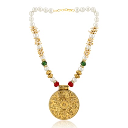 Live Evil Beads Contempory Copper Pendant Necklace for Girls Women | Traditional Pearl Mala | Bridal Jewellery | Fashion Jewellery