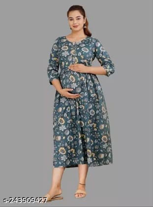 Maternity Dresses For Women - Feeding Kurtis For Women Stylish latest Pregnancy Dresses For Women  in Steel Grey