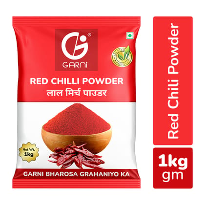 Garni Foods Red Chilli Powder - Premium Grade | No Artificial Colours | Blended with Cold Grinding Technology | Original Flavour & Rich Aroma 1000gm