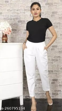 Women's Regular Fit Casual Trousers White